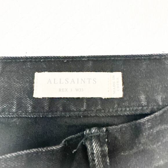 All Saints Rex Black Button Fly Slim LegDenim Jeans Size 33 - Picture 6 of 9